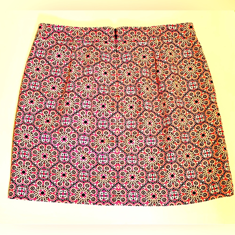 J. Crew Skirt Multicolor Pink Geometric Lined Pockets A-Line Mini Size 6 - Picture 4 of 8